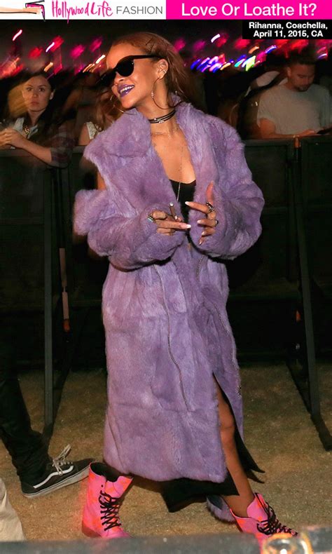 Rihanna purple fur coat